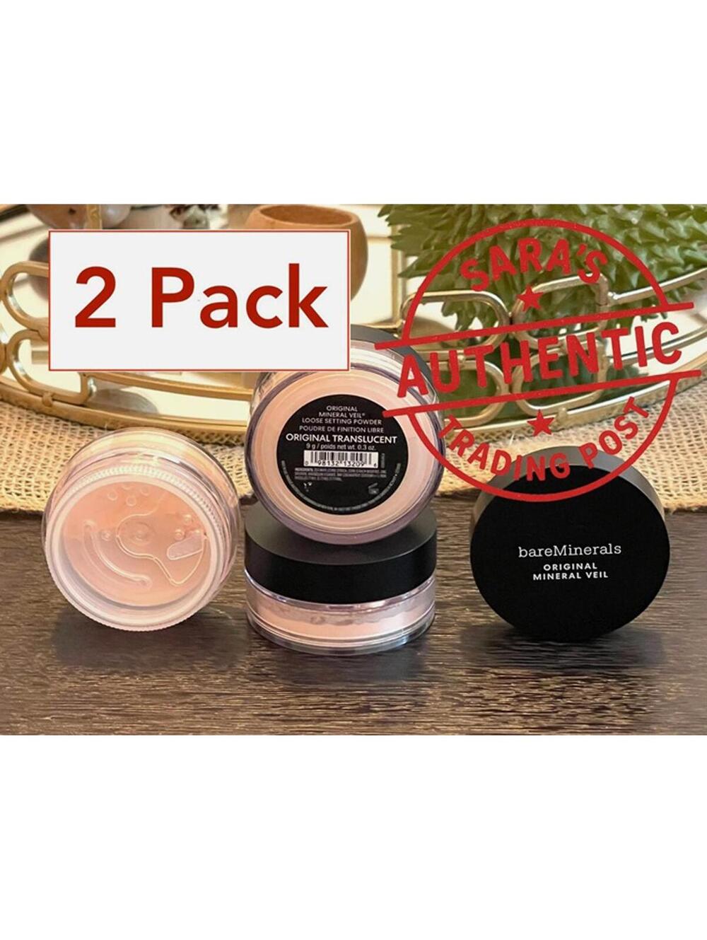 2 BareMinerals Original Mineral Veil Loose Setting Powder .3oz/9g TRANSLUCENT